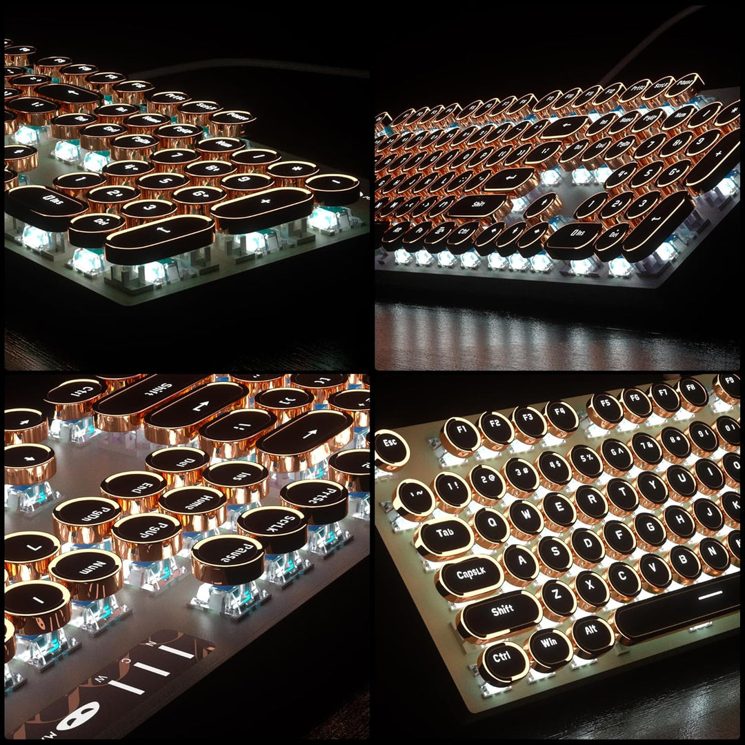 Camiysn Teclado Mecánico para Juegos Estilo Máquina de Escribir, Te...