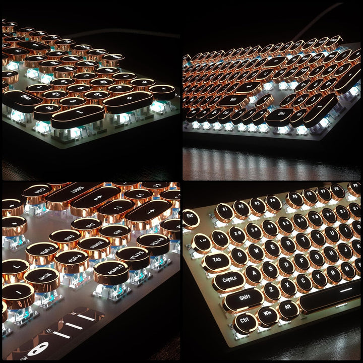 Camiysn Teclado Mecánico para Juegos Estilo Máquina de Escribir, Te...