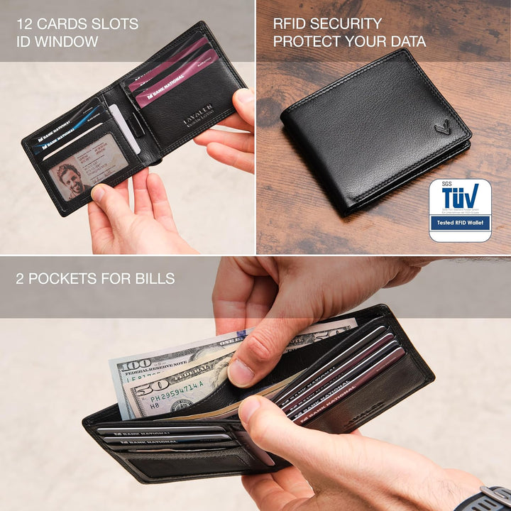 Lavalen Billeteras de cuero suave para hombres - Bloqueo RFID - Ele...