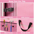 Organizador de maletero de automóvil con bolsa enfriadora individual, organizador de maletero de 3 compartimentos para automóvil, organizador de almacenamiento plegable para SUV (rosa)