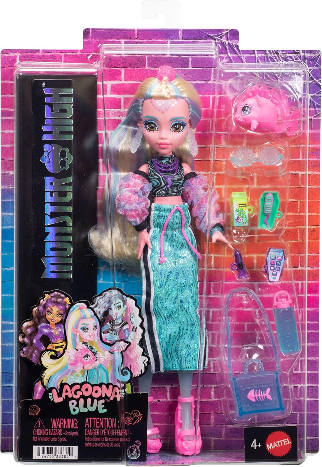 Muñeca Monster High, Lagoona Blue con top corto y falda maxi deport...