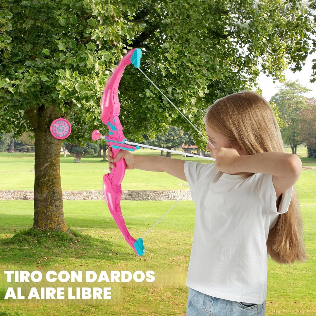 JOYIN Juego de arco y flecha rosa para niñas, juego de juguetes de...