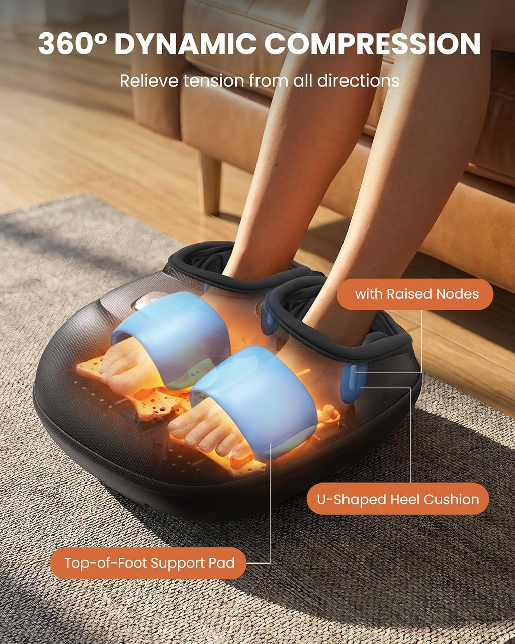 Masajeador de pies calentado 4 en 1 mejorado 2026 con Shiatsu, compresión y vibración, regalos para mujeres y hombres, máquina masajeadora de pies con control remoto, amasado profundo, se adapta a pies grandes de 14 hombres