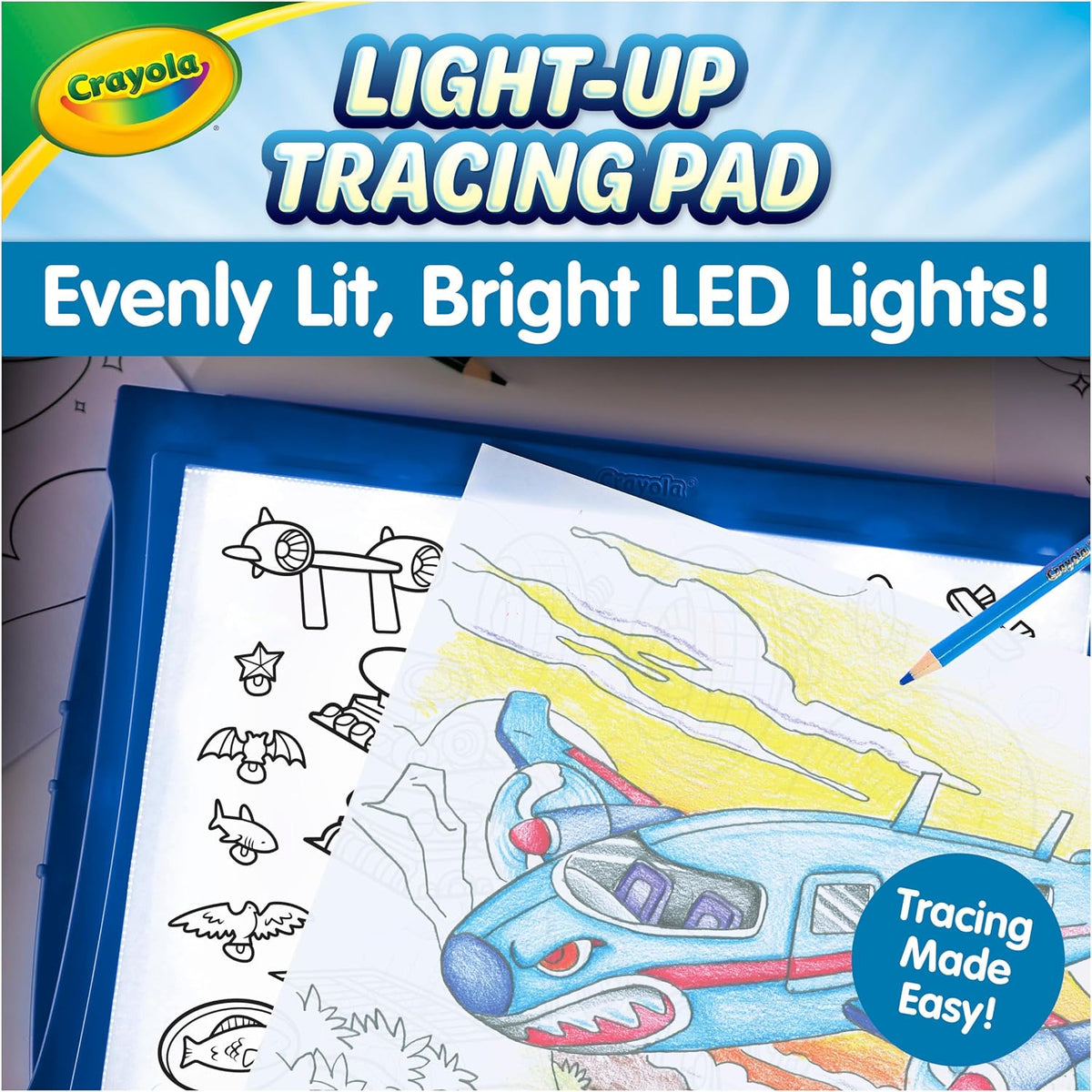 Crayola Almohadilla de trazado iluminada: proyector de dibujo y trazado azul, para niños, mesa de caja de luz para bocetos, juguetes para niños, regalo para niñas y niños, a partir de 6 años