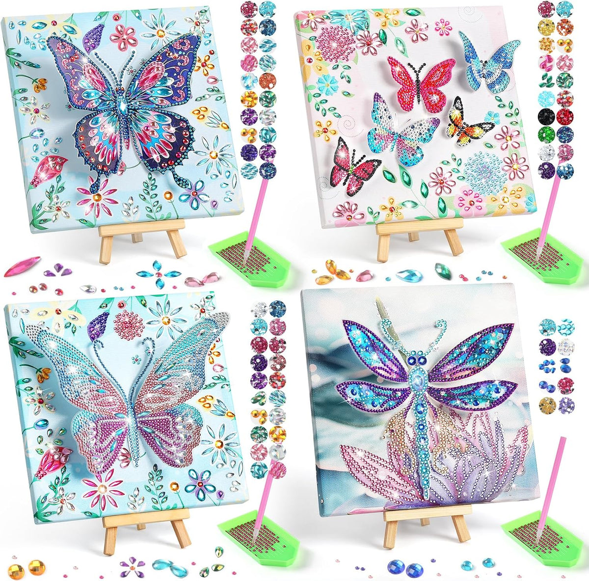 VZZNN 4 Juegos de Arte y Manualidades para Niños de 8-12 Años Kit de Diamante Art para Niños