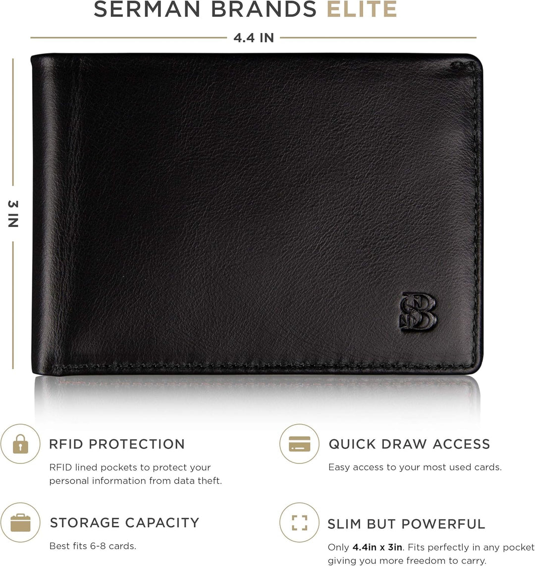 SERMAN BRANDS Mens Slim Bifold Wallet RFID Blocking Minimalist Fron...