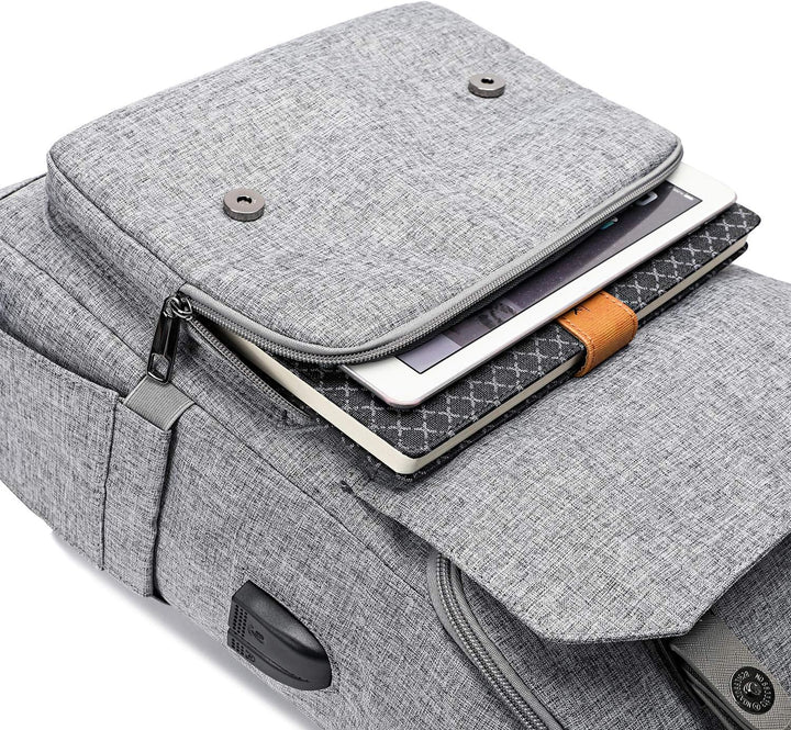 Mochila vintage de viaje para laptop con puerto de carga USB para m...