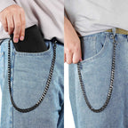 Billetera de Cuero Genuine con Cadena para Hombres: Billetera RFID con Cadena Antirrobo