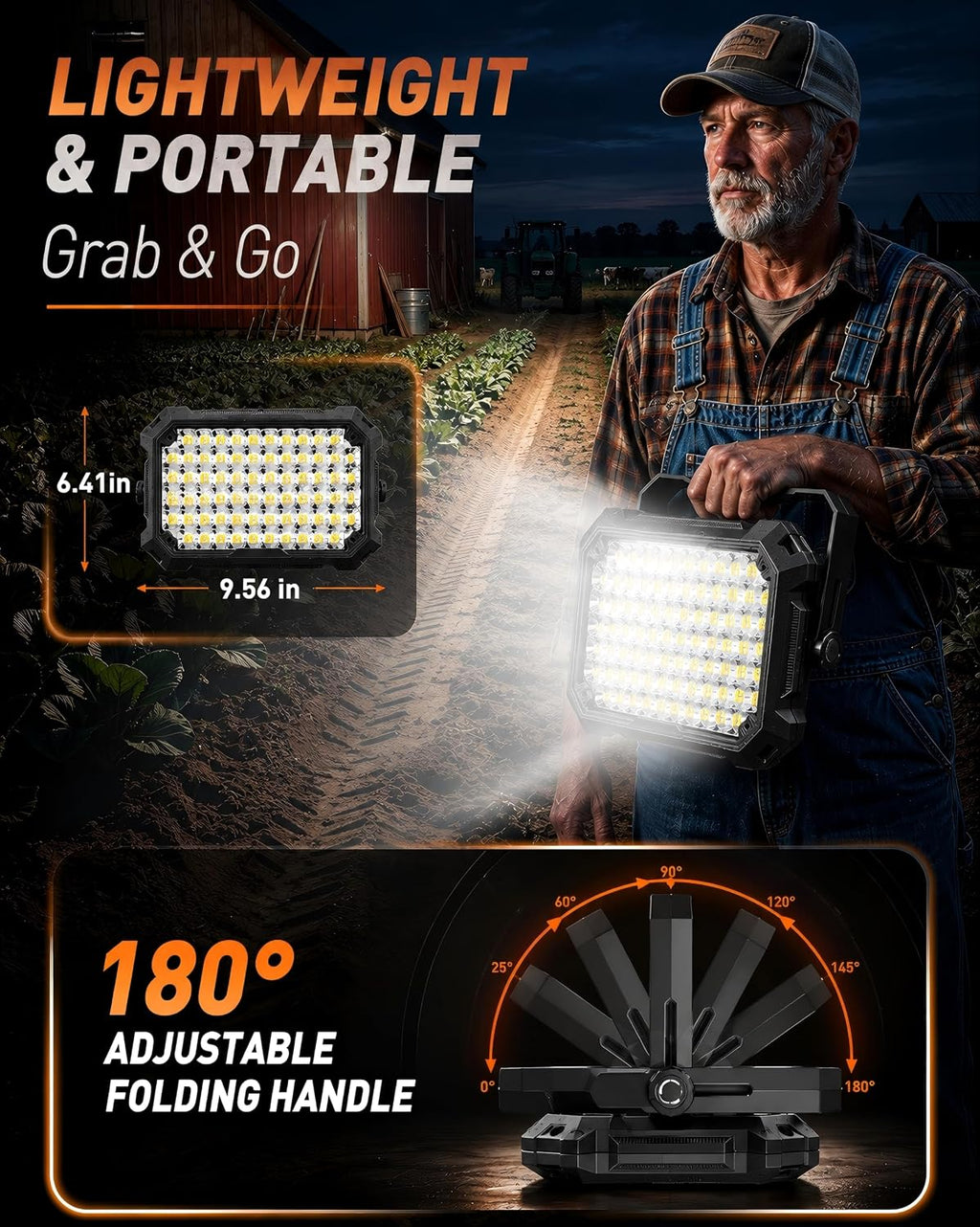 Luz de trabajo LED NICKLUC: luces de trabajo recargables portátiles