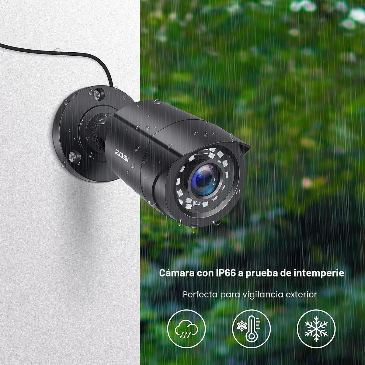 ZOSI Paquete de 4 cámaras de seguridad con cable 1080P HD TVI, cámara bala