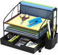 Simple Houseware Organizador de escritorio de 3 niveles con cajón