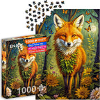 Lámpara Rompecabezas de 1000 piezas para adultos, zorro mágico en bosque floral, acabado mate antirreflejo, rompecabezas divertido y desafiante, 27 x 19 pulgadas, regalo único, disfruta