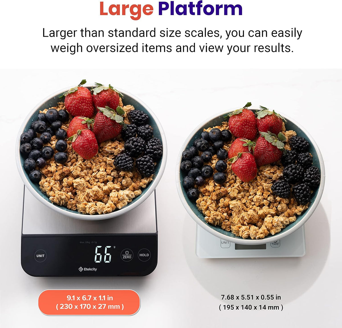 Etekcity Báscula de cocina de alimentos de 22 libras, recargable por USB