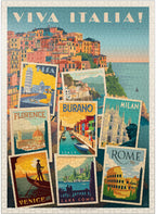 MyPuzzle Italy: Viva Italia! Collage, póster vintage, rompecabezas premium de 1000 piezas para adultos