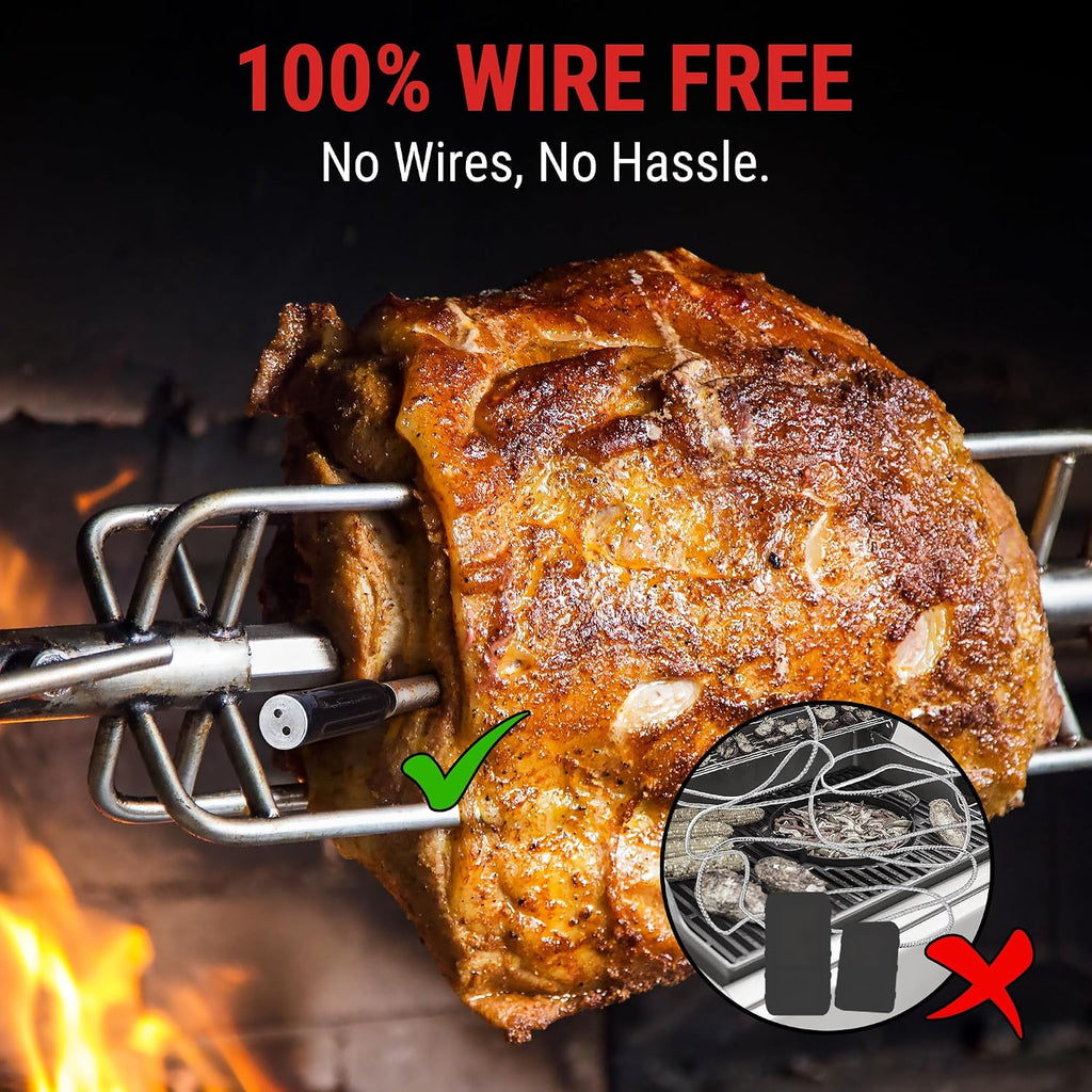 ThermoPro TempSpike - Termómetro inalámbrico digital para carne de 500 pies, termómetro de carne Bluetooth inalámbrico para res, cordero, pollo, pavo, accesorios para ahumador para asador, Sous Vide