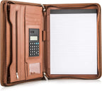 Cossini portafolio comercial / portadocumentos de cuero PU premium con cierre y funda interior para tableta de 10.1 pulgadas (Incluye: pad de escritura, calculadora, lapicera y eBook)