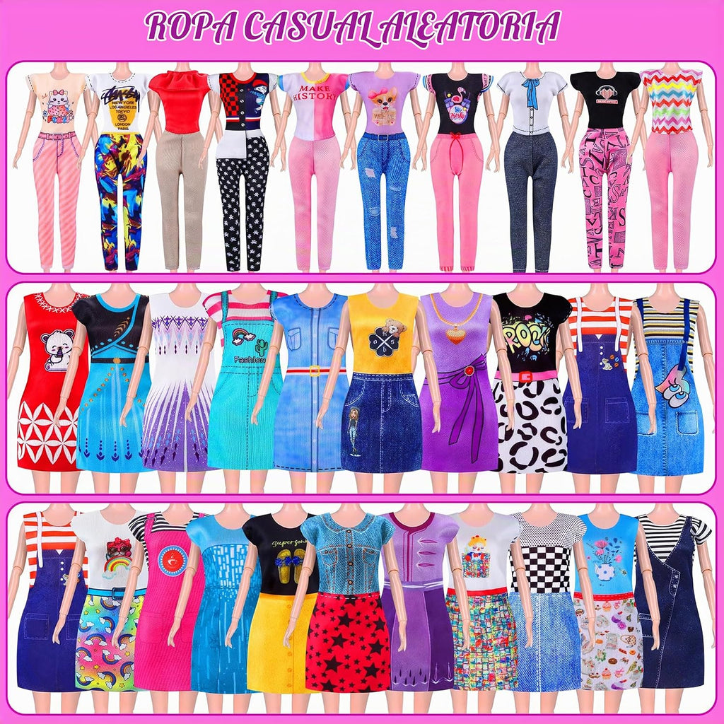 342 piezas de ropa y accesorios para muñecas con muñeca, vestidos de princesa, vestidos de moda, parte superior, pantalones, trajes de baño, zapatos, perchas y otros accesorios, juego de muñeca