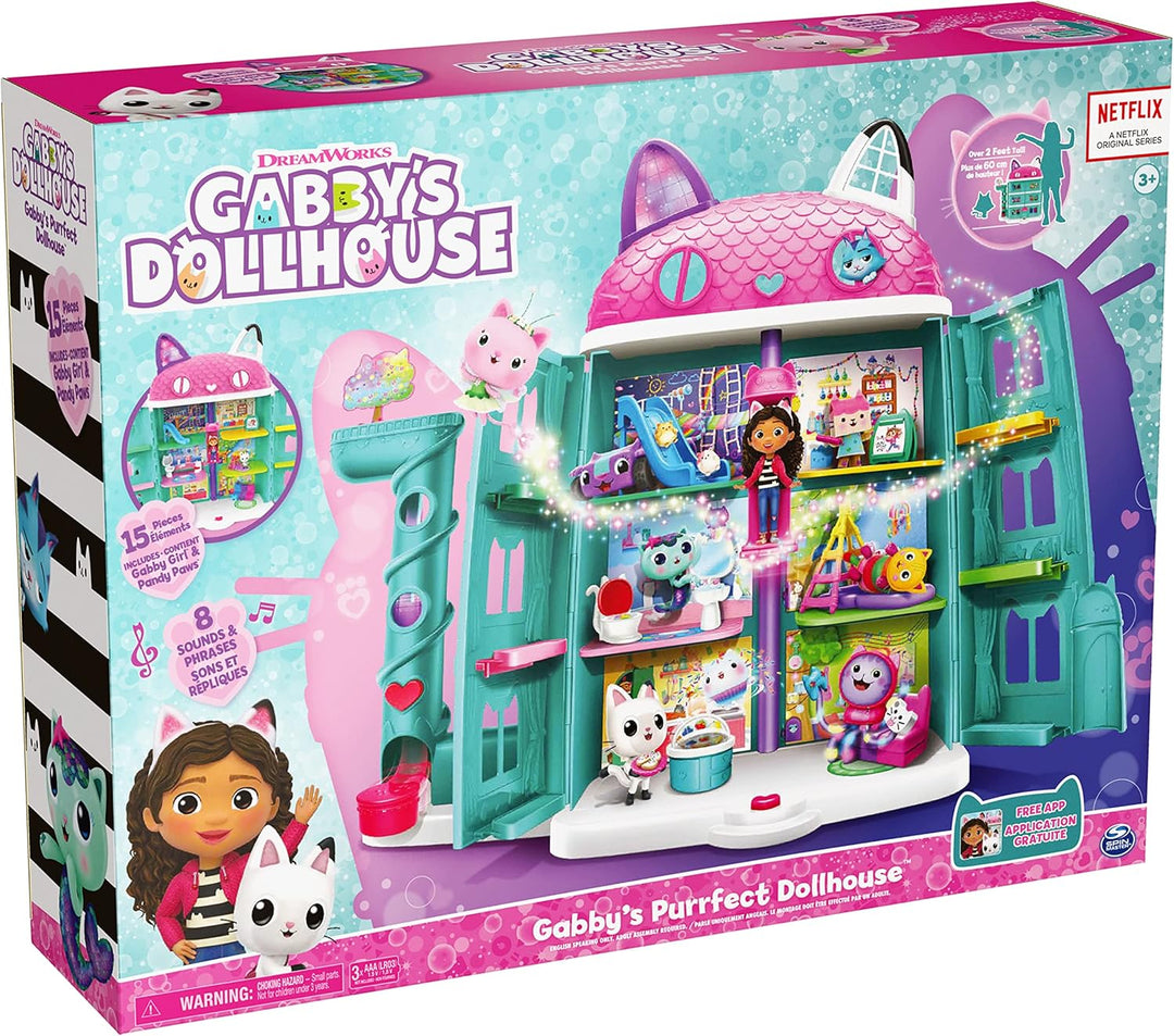 Casa de muñecas Gabby's Dollhouse Purrfect con 15 piezas que in...