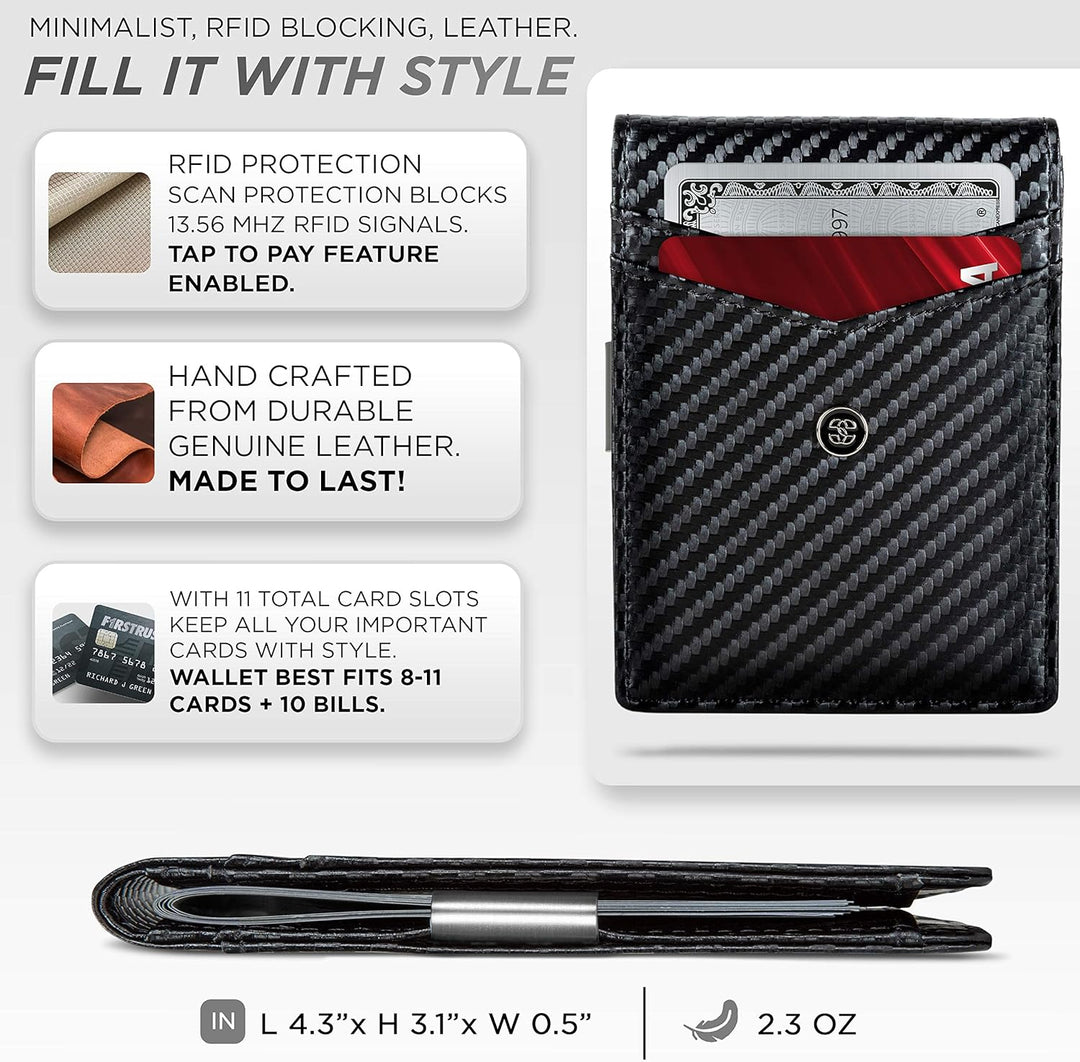 Suavell Billeteras delgadas para hombres. Cartera plegable minimali...