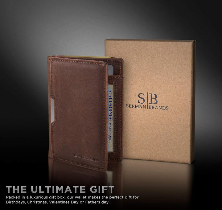 SERMAN BRANDS \u2013 Carteras para hombre, delgadas, de cuero, con...