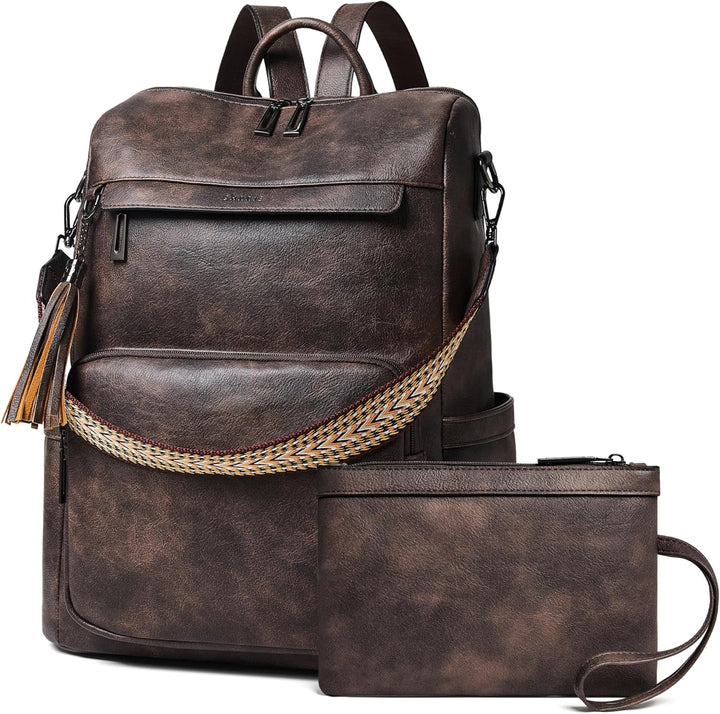 Shrrie - Mochila de cuero vegano para laptop de 14 pulgadas para mu...