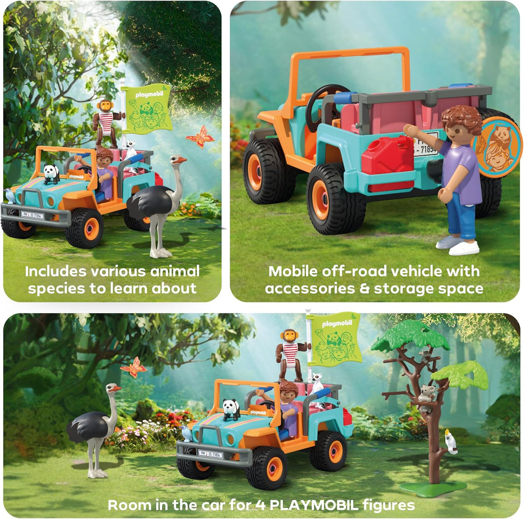 Playmobil 71854 - Animales y amigos | Vehículo todoterreno colorido | Juguete a partir de 4 años | Regalo para niños | Fomenta la creatividad y la sed de aventura | con figuras, vehículos y accesorios