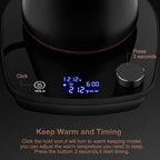 Hervidor eléctrico de cuello de cisne, control inteligente de temperatura, interior de acero inoxidable, calentamiento rápido, para café de filtro, preparar té, hervir agua caliente, 1000 W