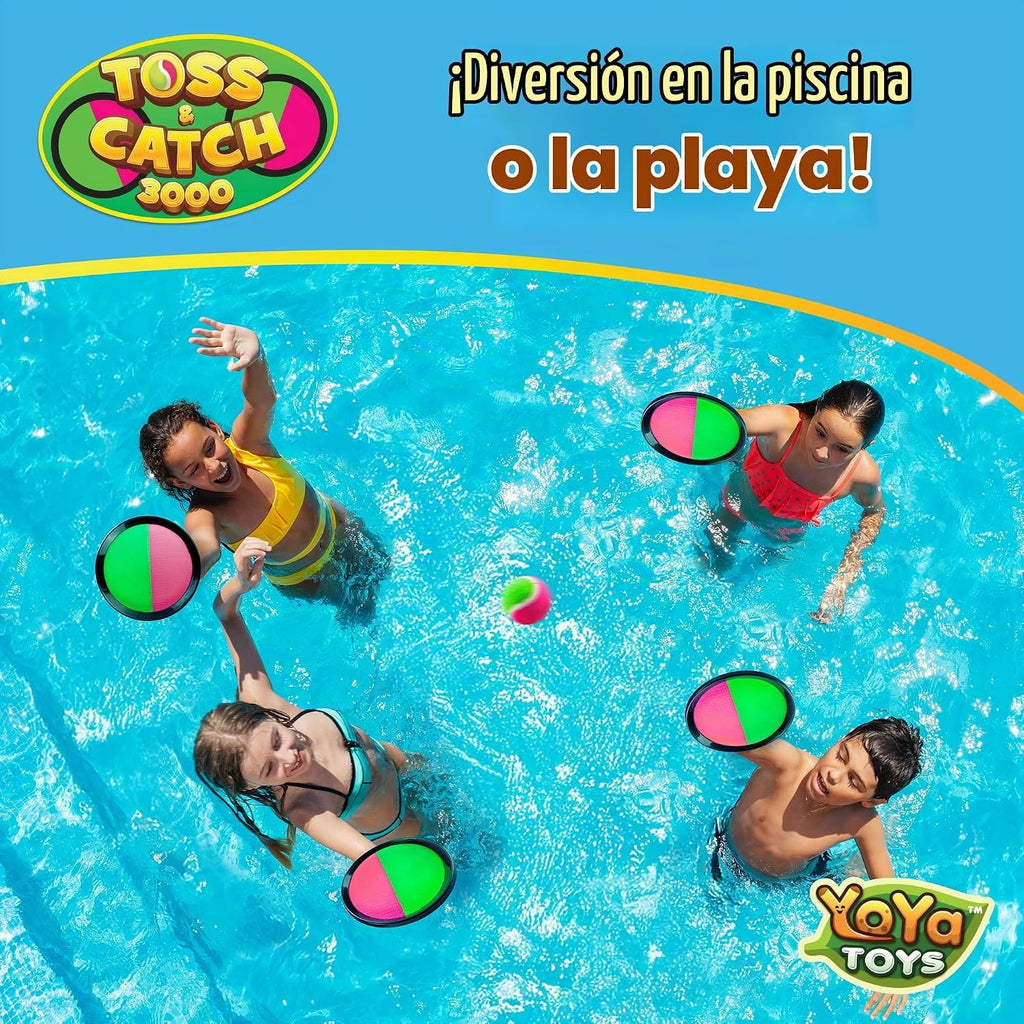 YoYa Toys Juego de juguetes de pelota para lanzar y atrapar, 4 paletas y 4 bolas adhesivas, divertidos juegos al aire libre para niños, actividades al aire libre para patio trasero, playa, parque, campamento, regalo para niños y niñas de 4, 5, 6, 7, 8, 9