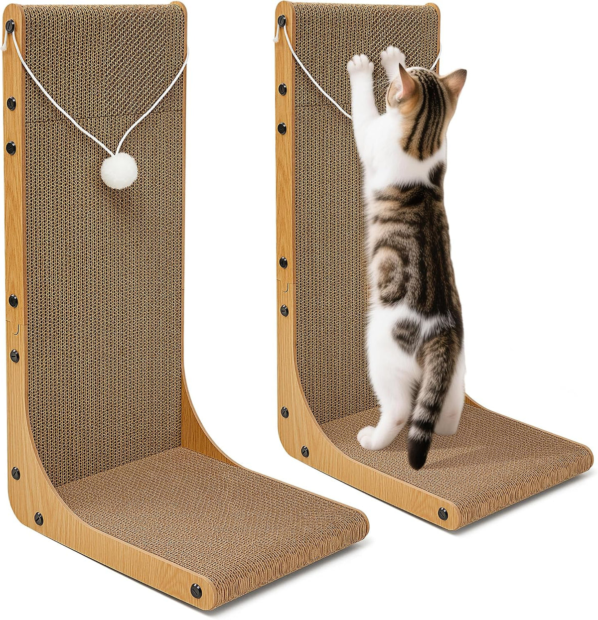 Rascador de cartón en forma de L de 23.6 pulgadas para gatos