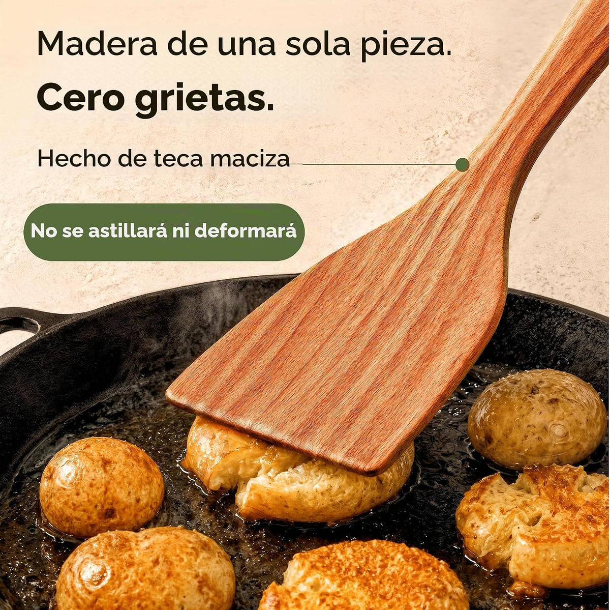 Cucharas de madera para cocinar: juego de utensilios de cocina de teca no