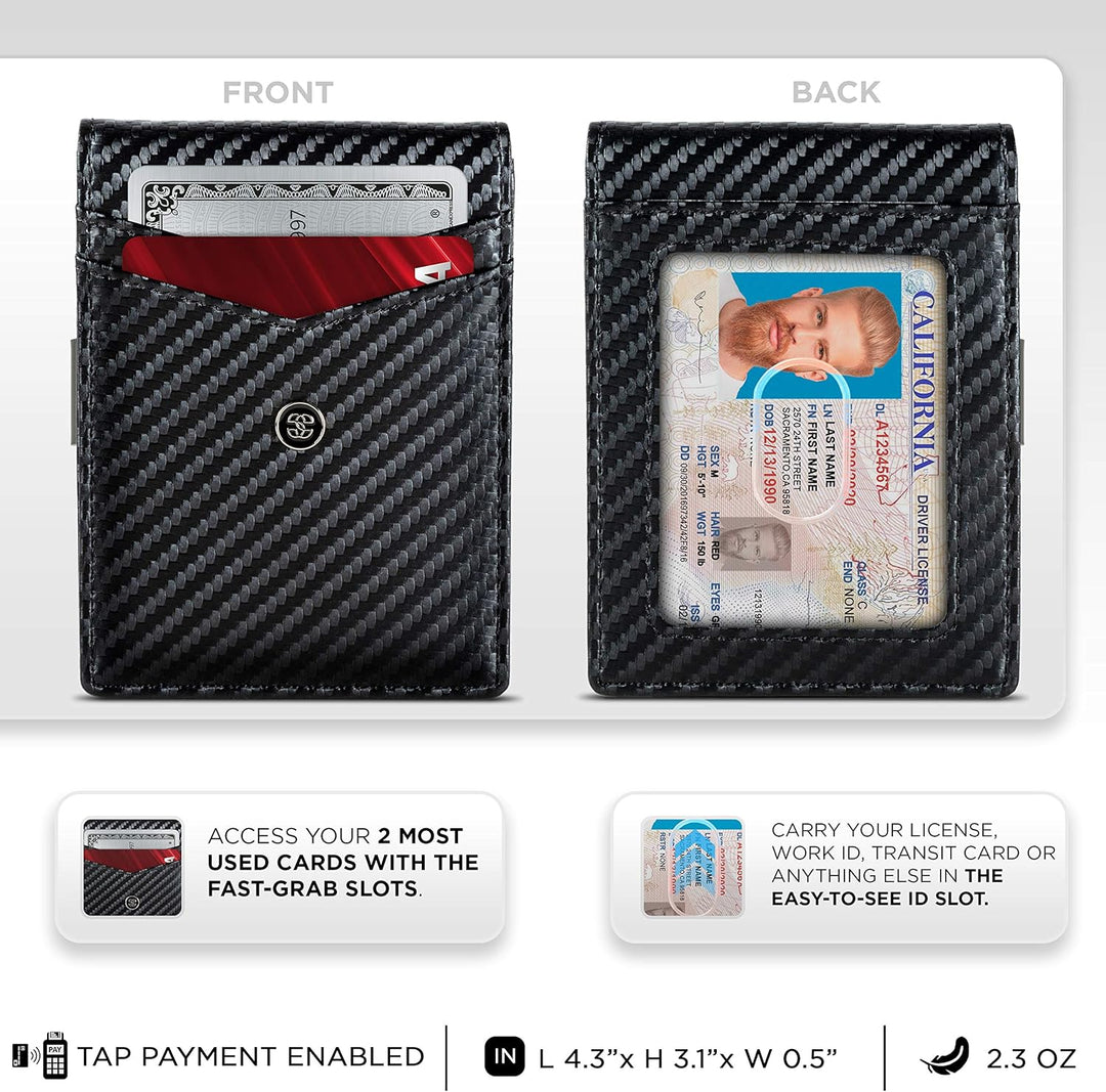 Suavell Billeteras delgadas para hombres. Cartera plegable minimali...