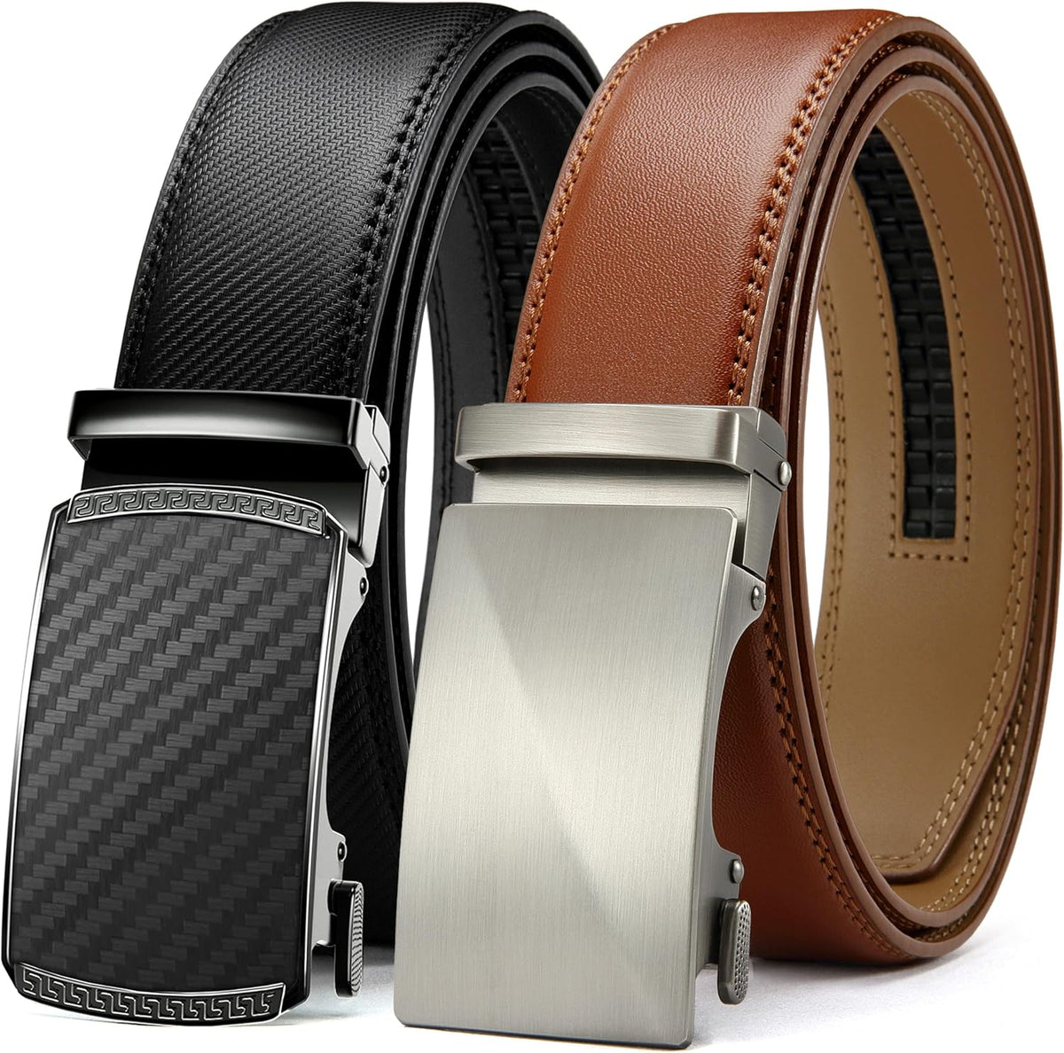 CHAOREN Cinturón para hombre Cinturón de cuero con trinquete Paquet...