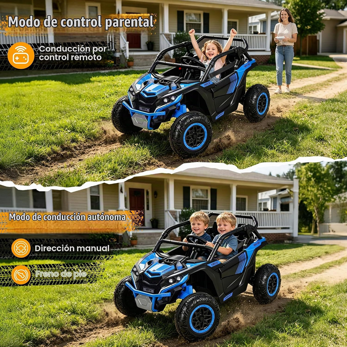 Autos de paseo a control remoto de 24 V para niños de 800 W, auto eléctrico de dos plazas con luces LED, música, modo de 3 velocidades, vehículo eléctrico para niños de 3 a 8 años, color