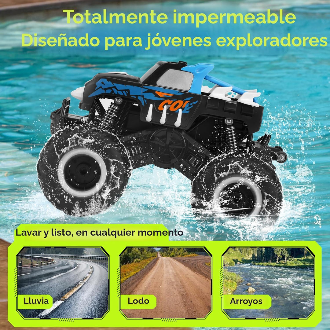 Threeking 1:16 Coches de juguete impermeables RC Monster Truck Cami...