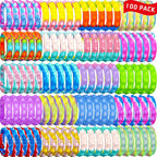 Paquete de 100 pulseras para ansiedad a granel, duraderas y ajustables, pulseras de presión multicolor para niños y adultos, juguetes a granel