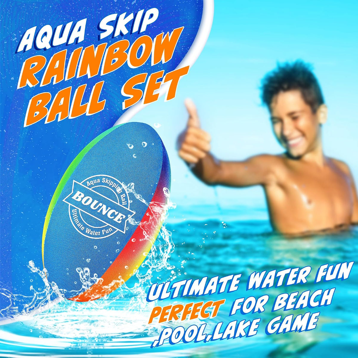 5Pcs Rainbow Water Skipping Balls Set para Pool, Beach & Lake Play