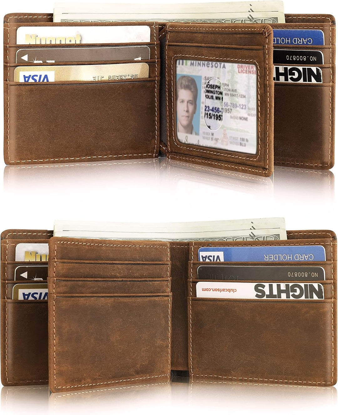 Billetera para hombre con soporte para AirTag, de cuero bifold con...