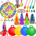 LINAYE Juego combinado de juegos de carnaval, actividades al aire libre, césped, patio, reunión familiar, festival de otoño, bolas de tolva, tablero de dardos para niños, lanzamiento de anillo, huevo y cuchara para fiesta de cumpleaños de niños