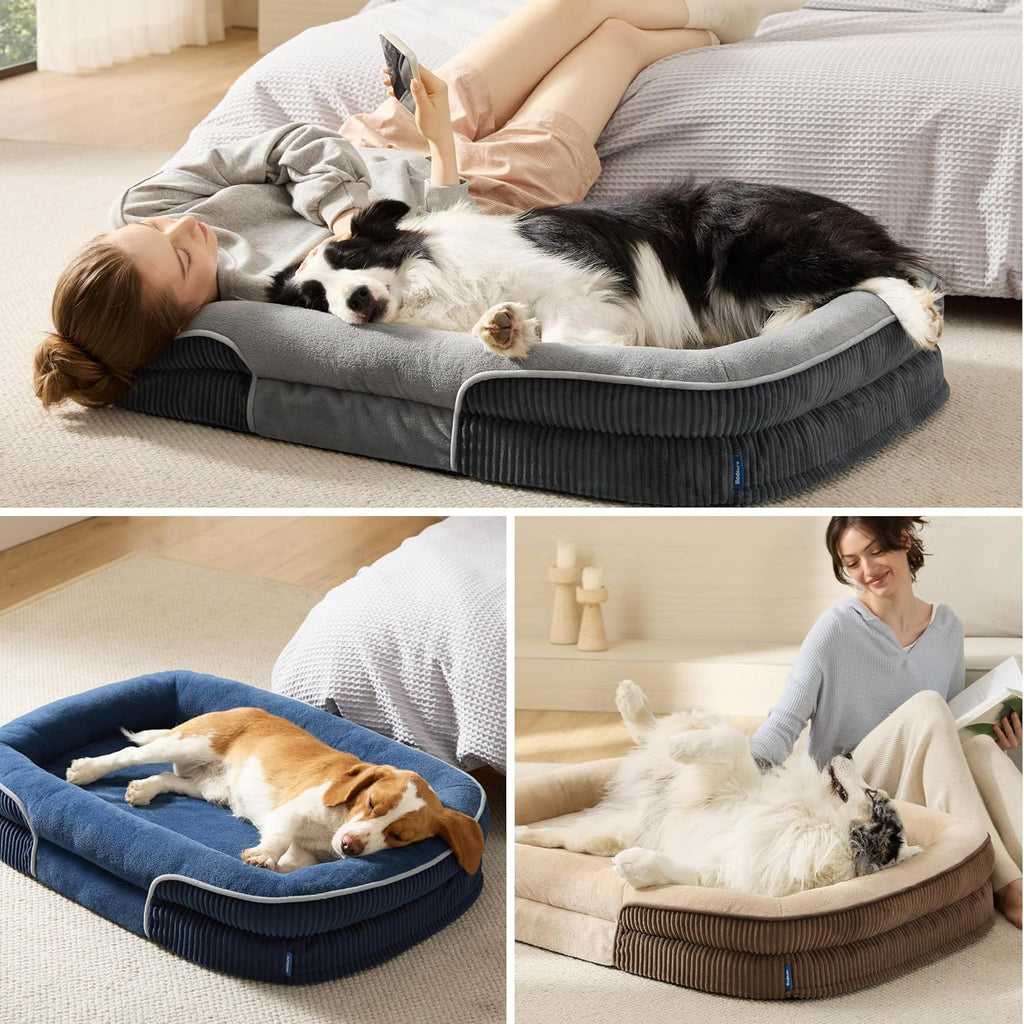 Bedsure Camas ortopédicas para perros con cojín ovalado de 360 °, perro de