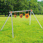 AR500 - Juego combinado de objetivos de acero, kit para colgar objetivos de Gong de 3/8 pulgadas, objetivos de Gong para colgar al aire libre con 10 objetivos de papel, kit completo de acero AR500 apto para conducto EMT OD de 1 pulgada (sin tubo metálico)
