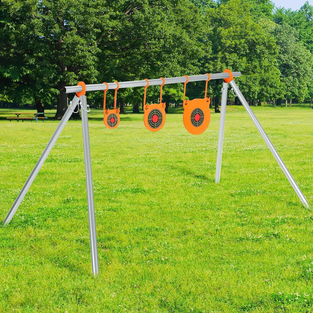 AR500 - Juego combinado de objetivos de acero, kit para colgar objetivos de Gong de 3/8 pulgadas, objetivos de Gong para colgar al aire libre con 10 objetivos de papel, kit completo de acero AR500 apto para conducto EMT OD de 1 pulgada (sin tubo metálico)