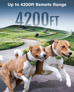 Collar de choque para 2 perros con control remoto, rango de 4200 pies, se