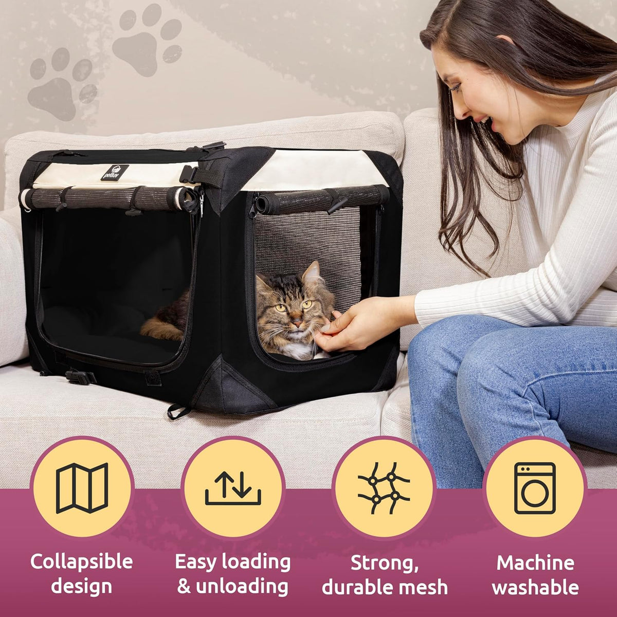Transportador de mascotas para gatos y perros, se adapta cómodamente a 2