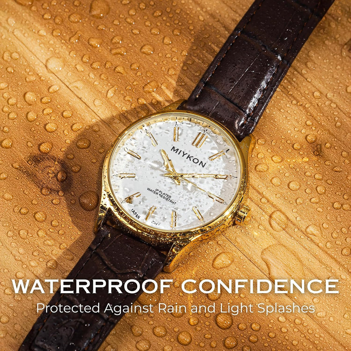 Reloj de vestir ultradelgado Miykon para hombre, correa de cuero genuino, resistente al agua