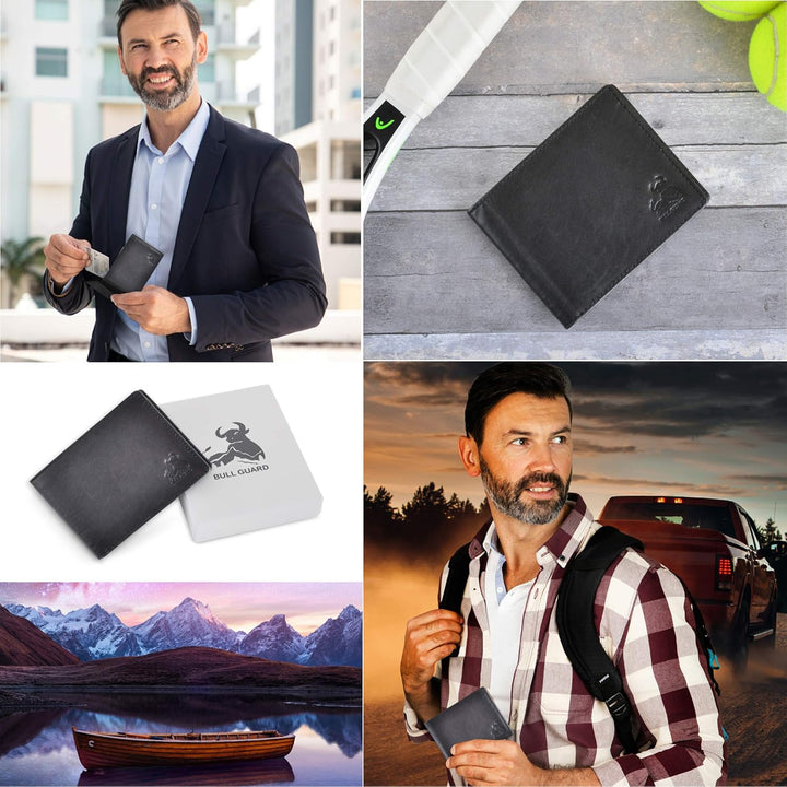 BULL GUARD Billeteras plegables con bloqueo RFID para hombres con 2...
