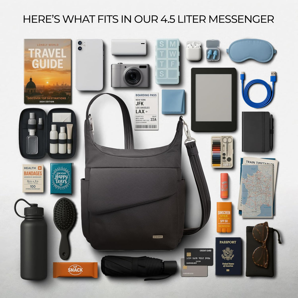 Travelon Bolso Mensajero Clásico Antirrobo
