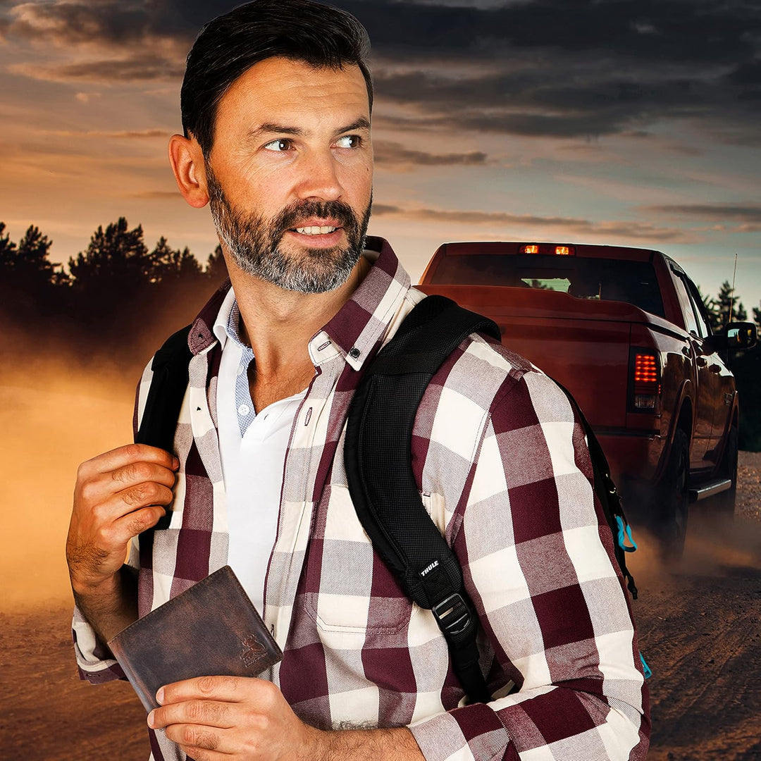 BULL GUARD Billeteras plegables con bloqueo RFID para hombres con 2...