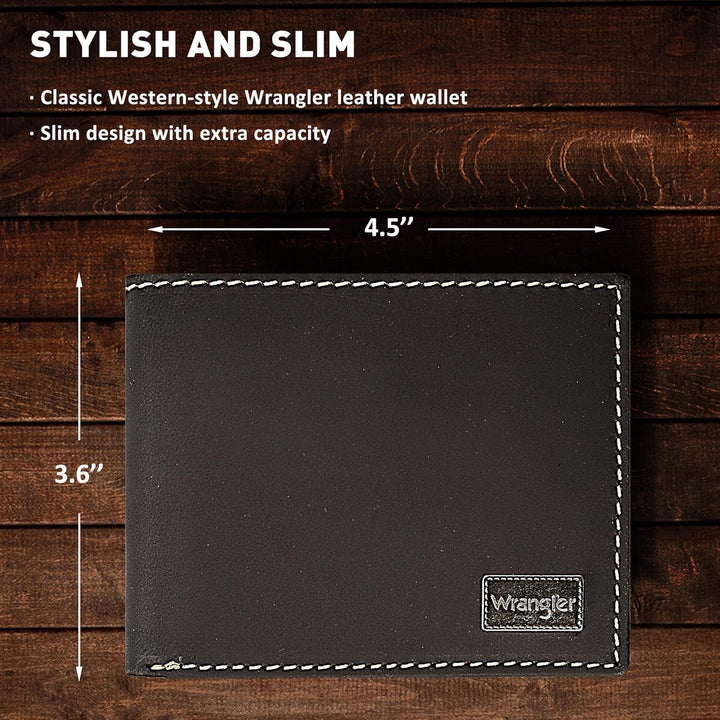 Wrangler Billetera plegable para hombre, de cuero genuino, regalo p...