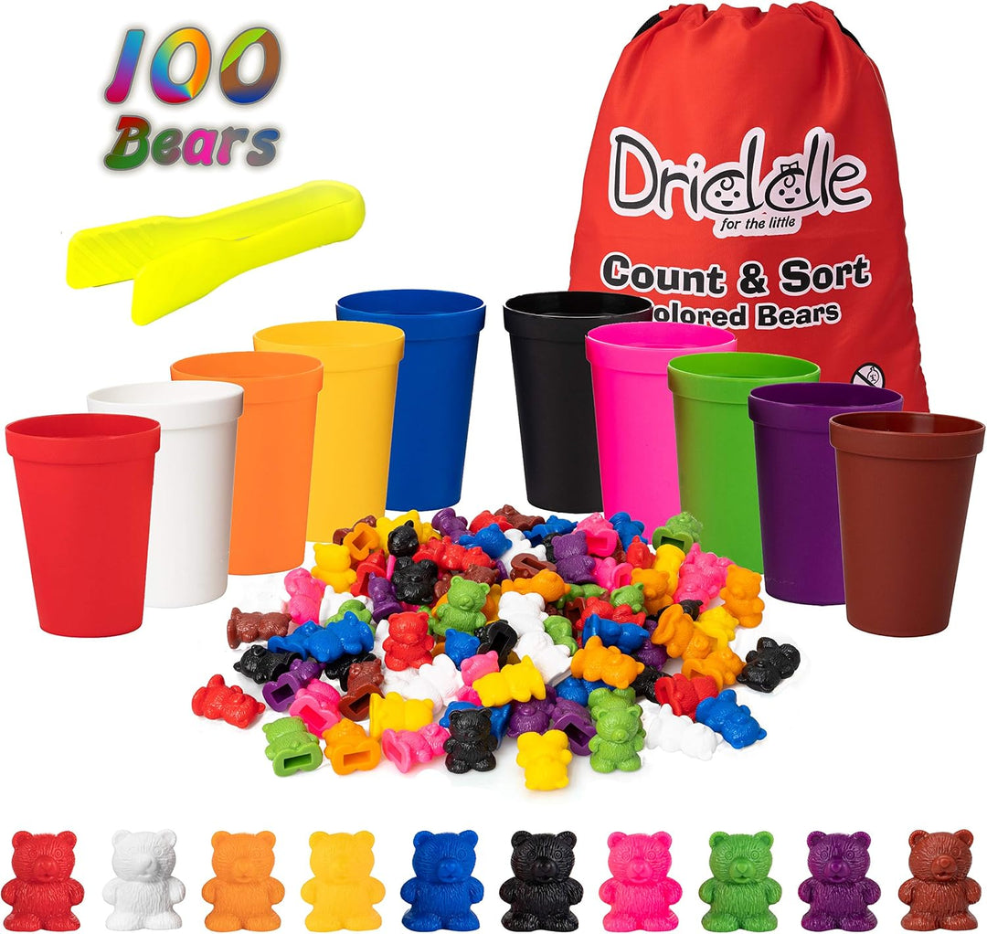 Driddle Osos coloridos para contar con tazas a juego, 60 osos, jugu...