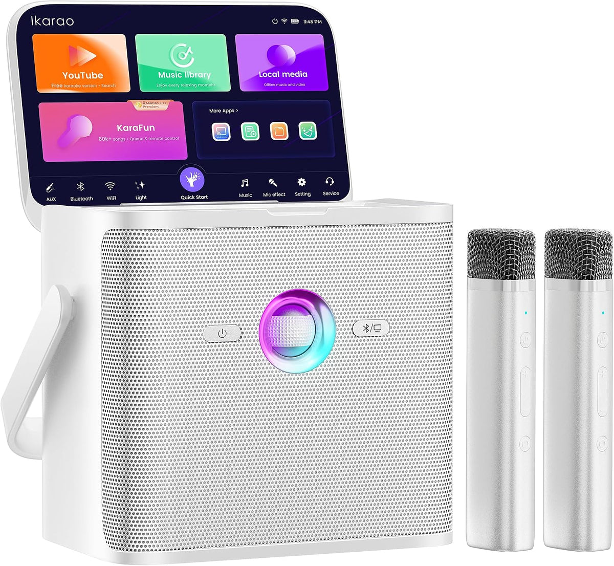 Monitores de escenario Ikarao, sistema de altavoces con micrófonos inalámbricos, monitor PA de 80W con grabación de audio, sistema de audio profesional de escenario para actuación en vivo y refuerzo